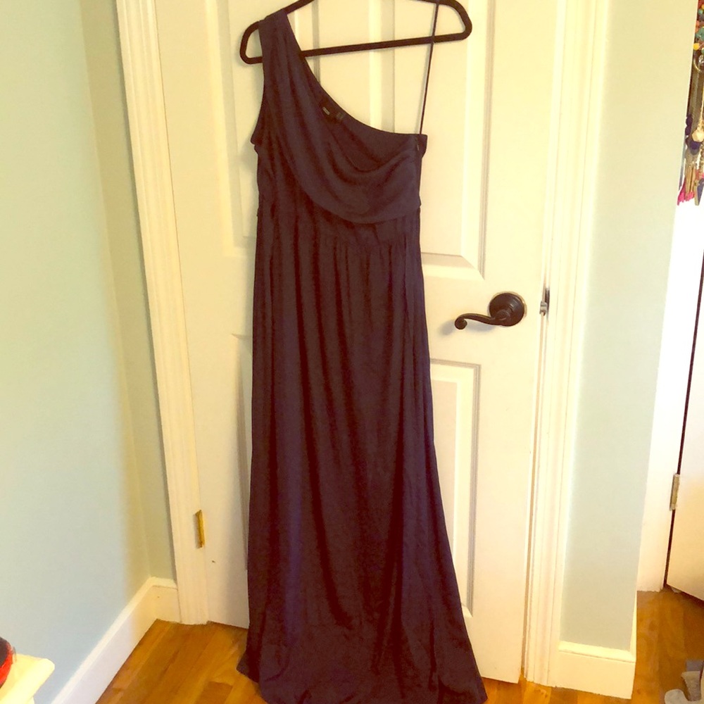 ASOS Maternity one shoulder navy goddess dress